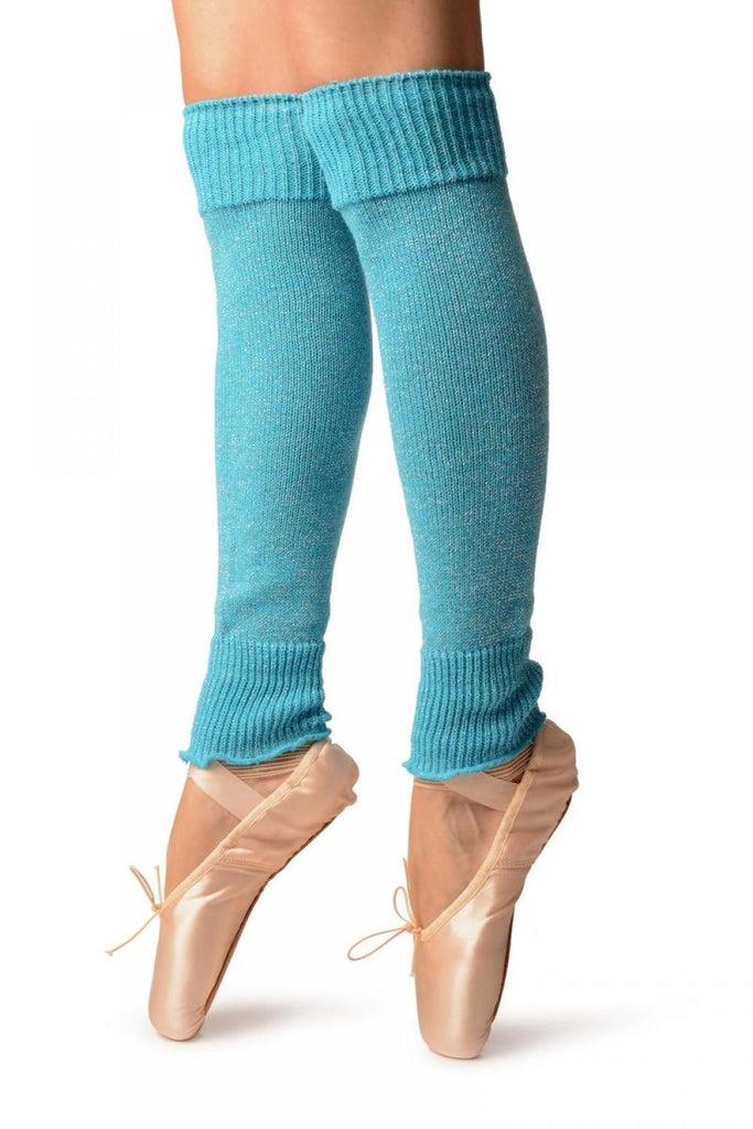 Liss Kiss Sky Blue With Silver Lurex Dance/Ballet Leg Warmers - Leg Warmers