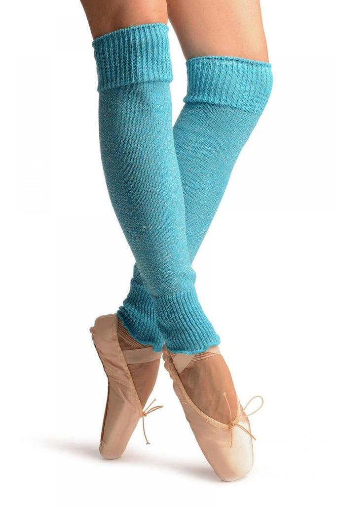 liss kiss Sky Blue With Silver Lurex Dance/Ballet Leg Warmers - Leg Warmers