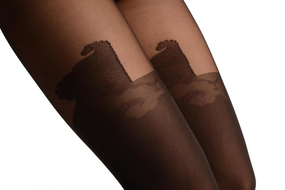 Liss Kiss Slate Grey Faux Stockings With Crown Top - Tights