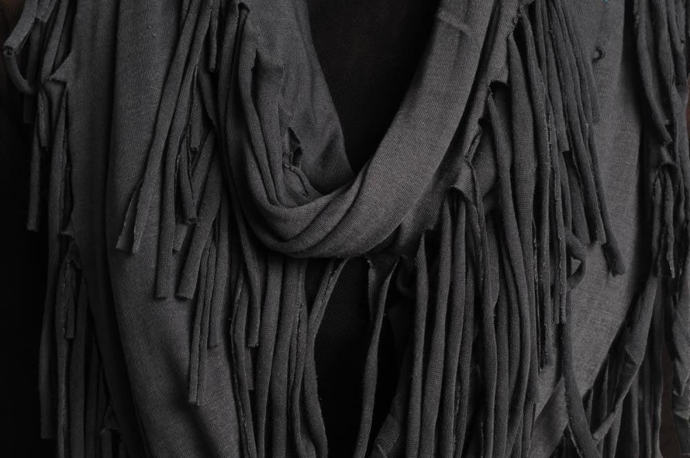 Liss Kiss Slate Grey With Tassels Snood Scarf - Snood