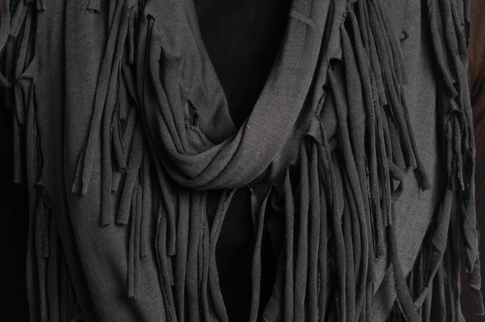 Liss Kiss Slate Grey With Tassels Snood Scarf - Snood