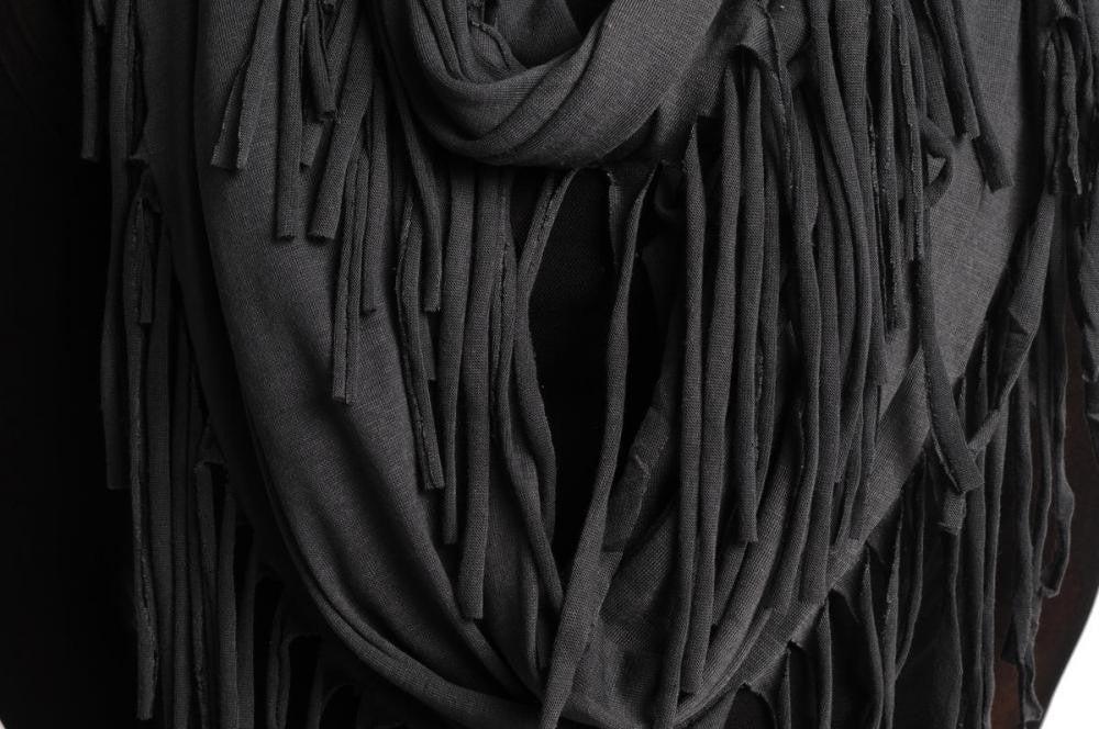 Liss Kiss Slate Grey With Tassels Snood Scarf - Snood