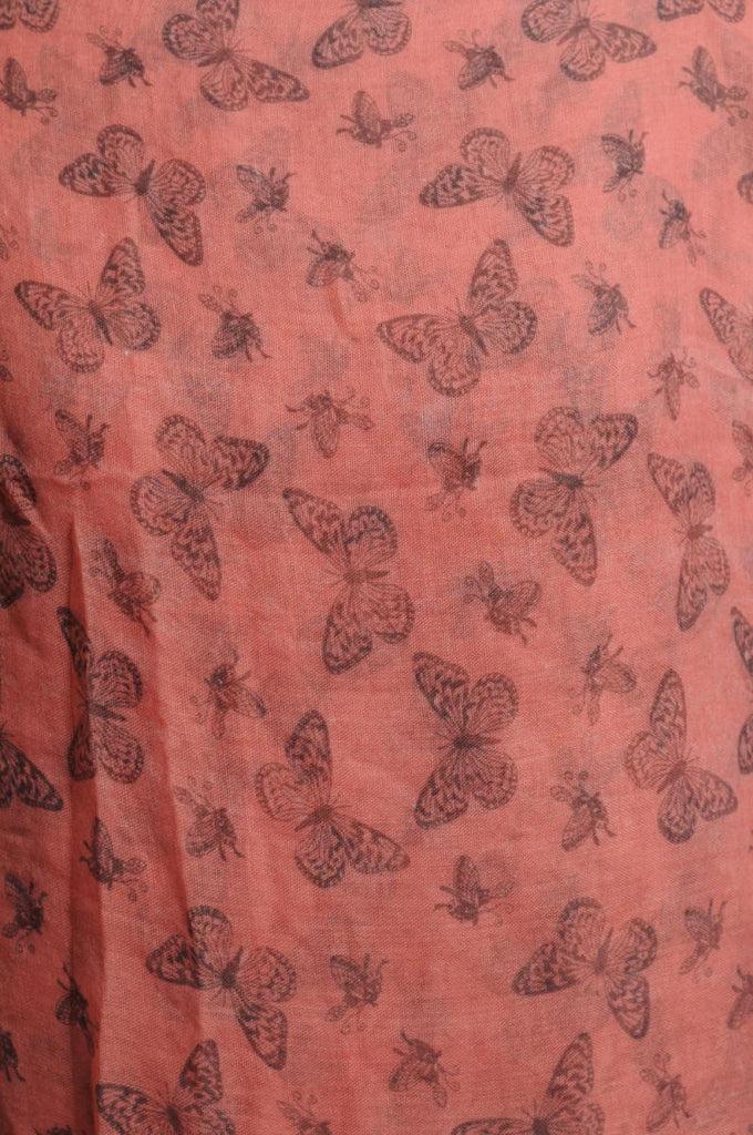 Liss Kiss Small Black Butterflies On Soft Pink Unisex Scarf & Beach Sarong - Scarf