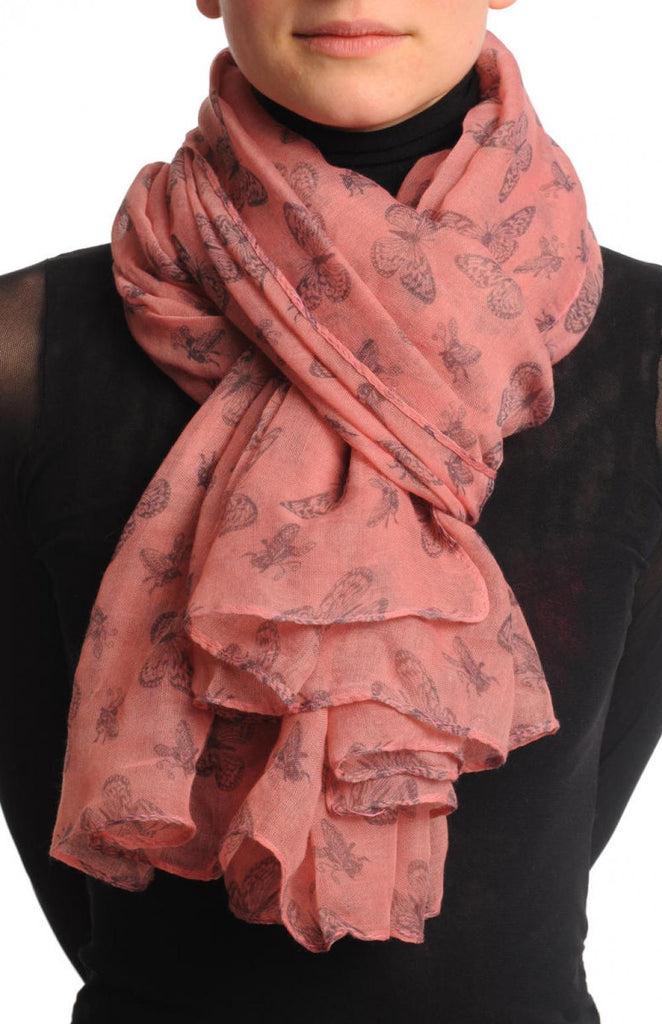 liss kiss Small Black Butterflies On Soft Pink Unisex Scarf & Beach Sarong - Scarf