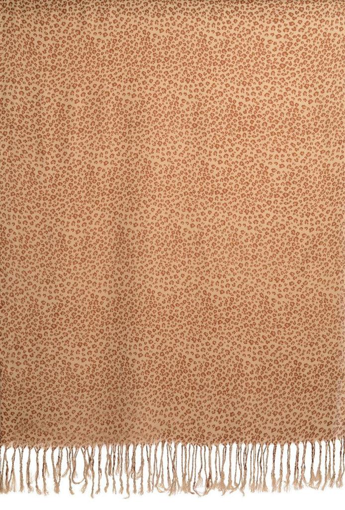 Liss Kiss Small Brown Leopard On Cappuccino Pashmina Feel With Tassels - Scarf