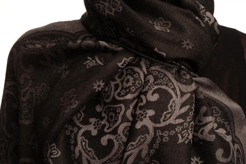 Liss Kiss Small Butterflies On Black Pashmina With Tassels - Scarf