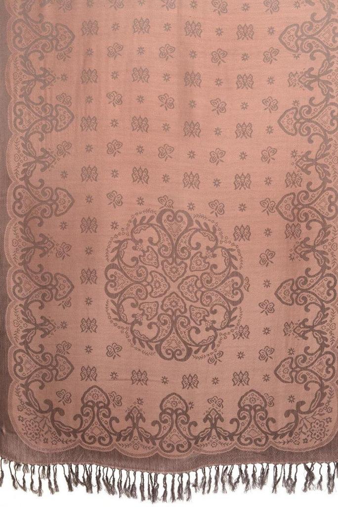 Liss Kiss Small Butterflies On Chestnut Pink Pashmina With Tassels - Scarf