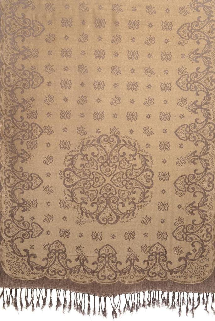 Liss Kiss Small Butterflies On Grey Pashmina With Tassels - Scarf