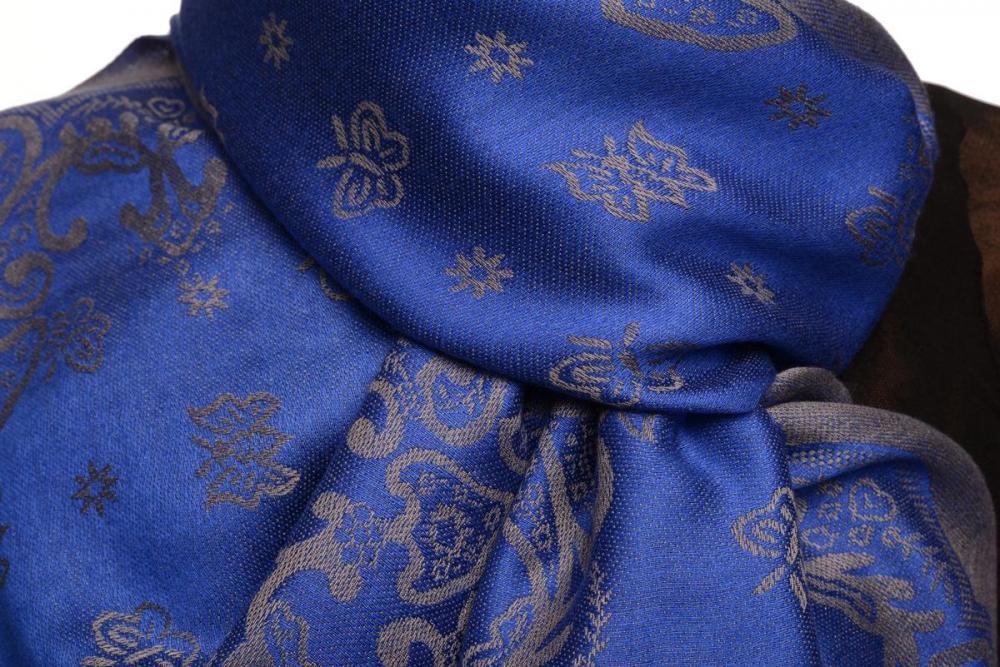 Liss Kiss Small Butterflies On Klein Blue Pashmina With Tassels - Scarf