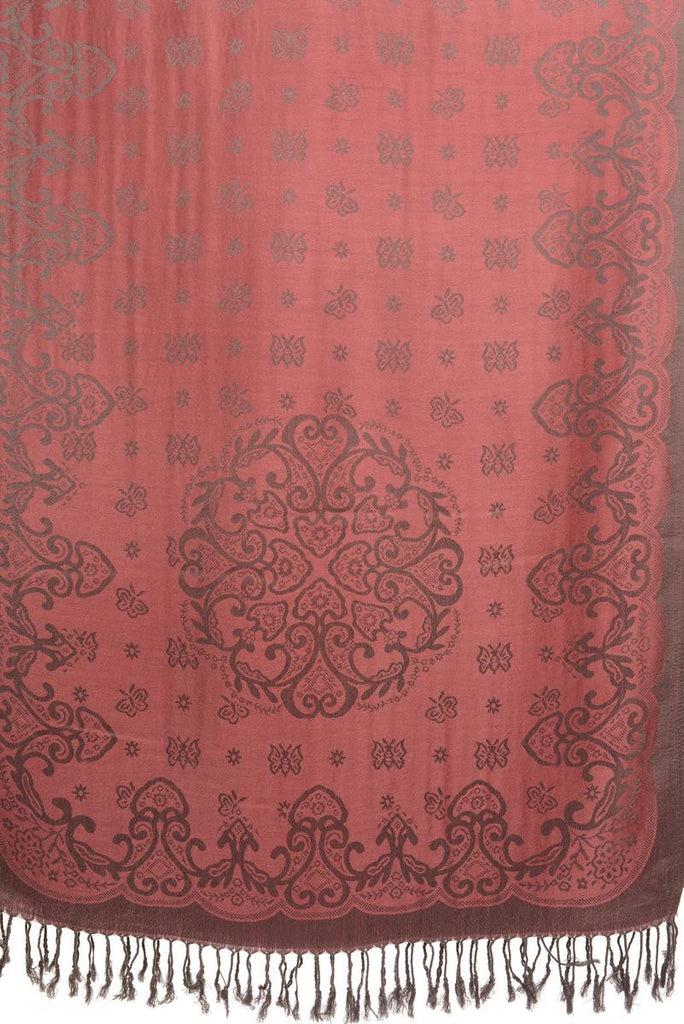 Liss Kiss Small Butterflies On Puce Pink Pashmina With Tassels - Scarf