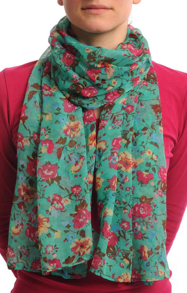 liss kiss Small Climbing Roses On Persian Blue - Scarf