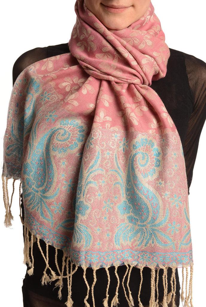 liss kiss Small Clovers On Dark Chestnut Pashmina With Tassels - Scarf