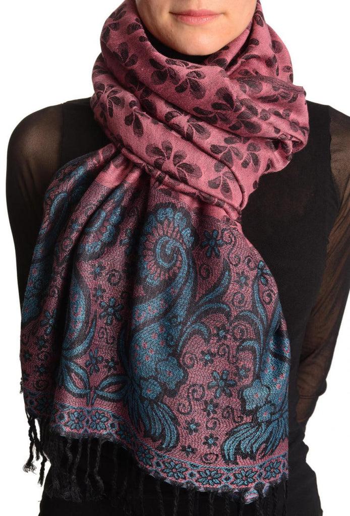 liss kiss Small Clovers On Persian Pink Pashmina With Tassels - Scarf