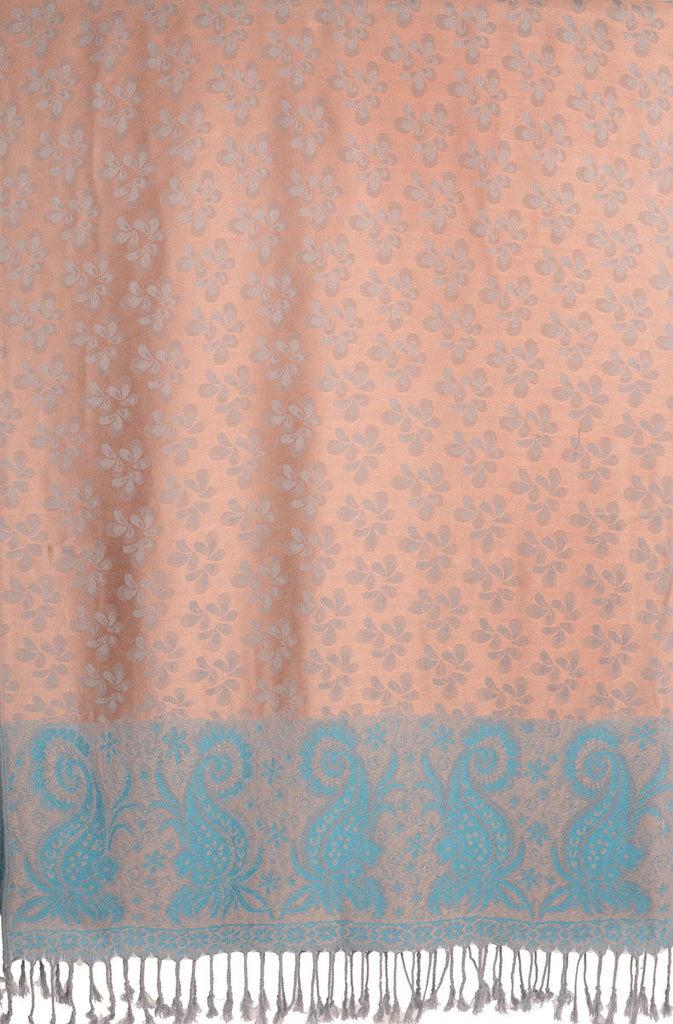 Liss Kiss Small Clovers On Puce Pink Pashmina With Tassels - Scarf