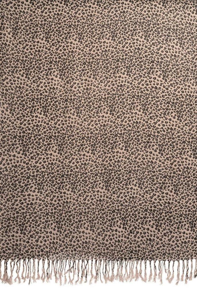 Liss Kiss Small Leopard On Grey Pashmina Feel With Tassels - Scarf