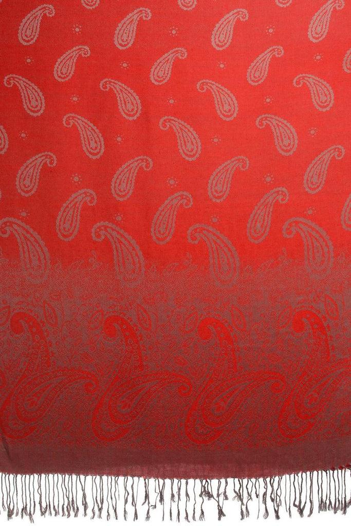 Liss Kiss Small Paisley On Red Pashmina With Tassels - Scarf