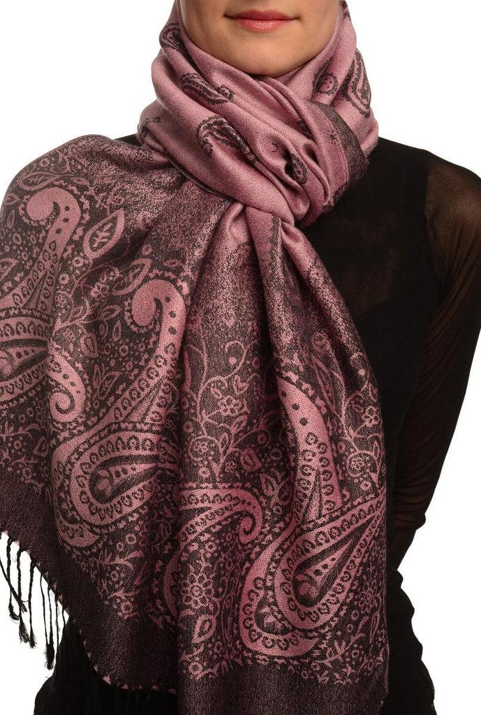 liss kiss Small Paisley On Thulian Pink Pashmina With Tassels - Scarf
