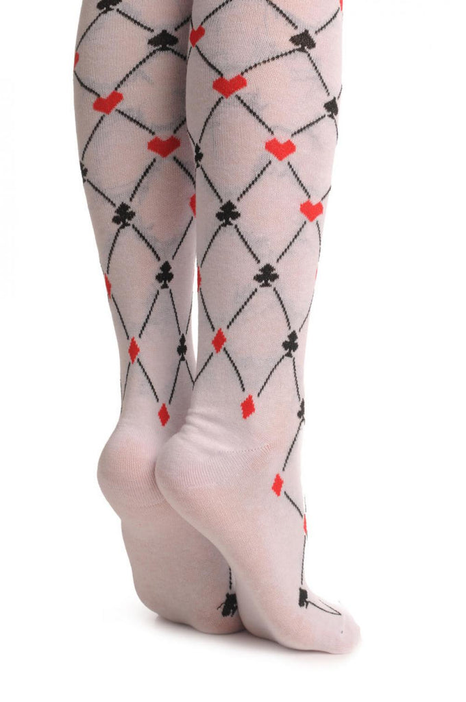 Liss Kiss Small Playing Suit On White - Over The Knee Socks