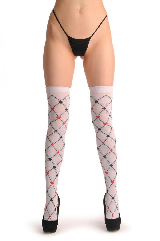 Liss Kiss Small Playing Suit On White - Over The Knee Socks