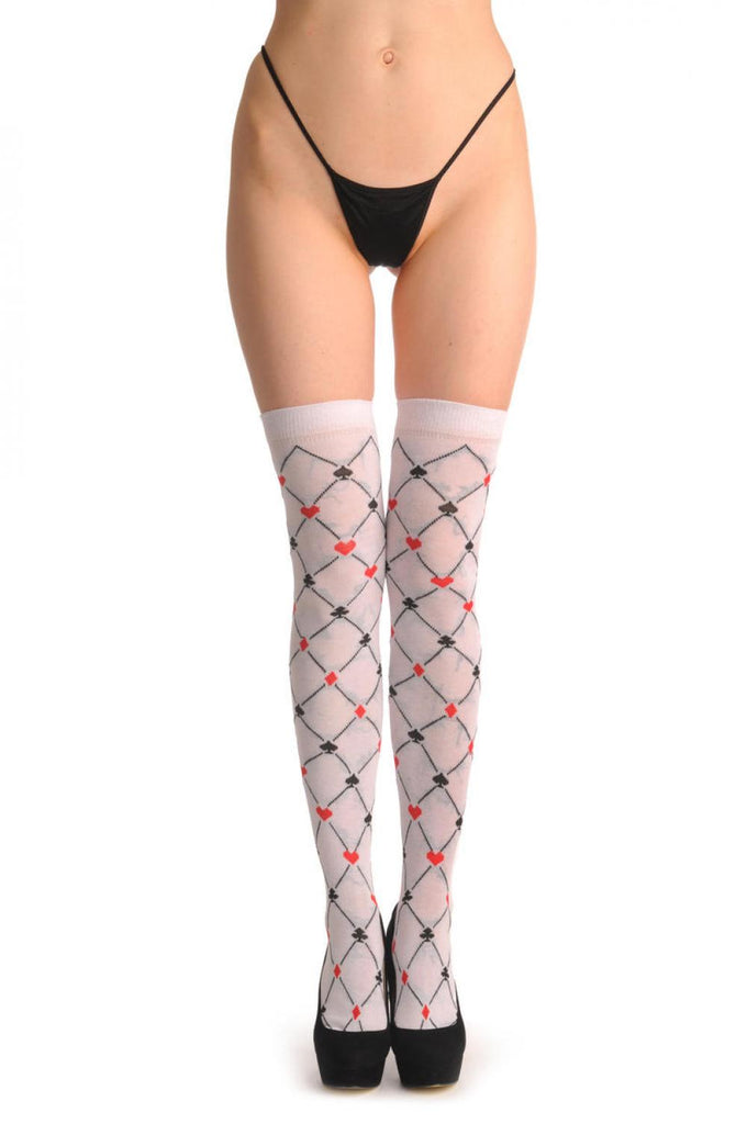 Liss Kiss Small Playing Suit On White - Over The Knee Socks