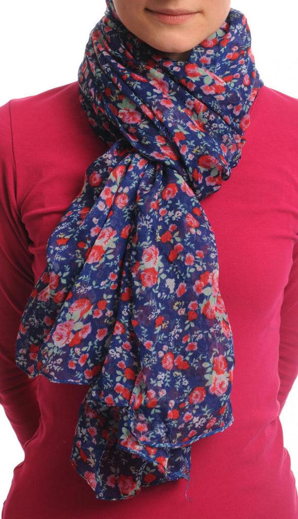 liss kiss Small Roses On Blue Unisex Scarf & Beach Sarong - Scarf