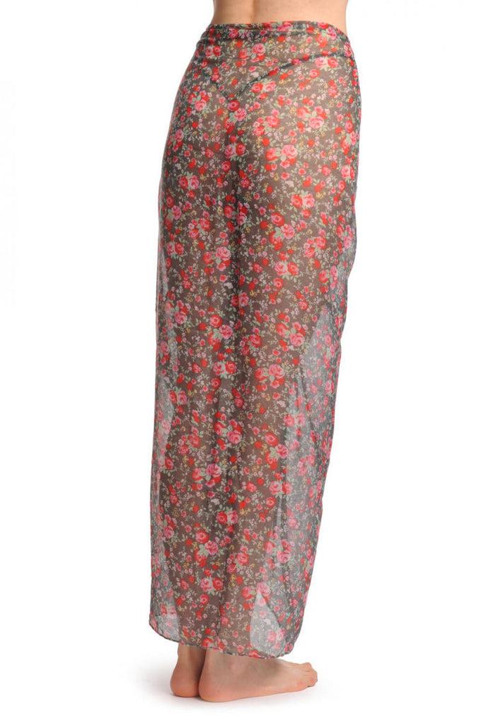 Liss Kiss Small Roses On Grey Unisex Scarf & Beach Sarong - Scarf