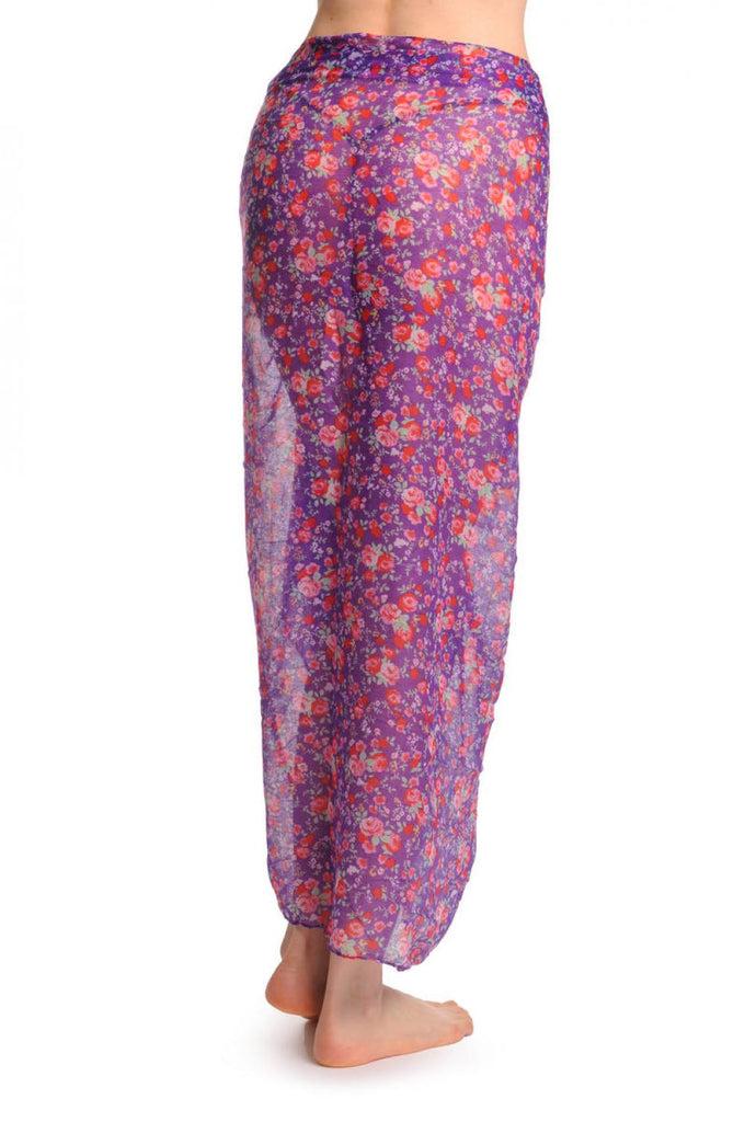 Liss Kiss Small Roses On Purple Unisex Scarf & Beach Sarong - Scarf