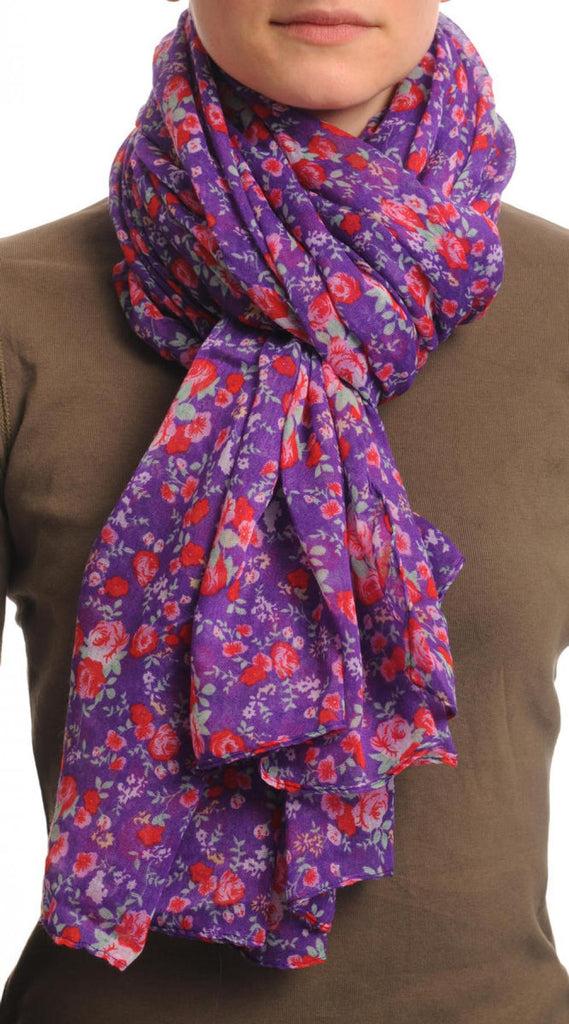liss kiss Small Roses On Purple Unisex Scarf & Beach Sarong - Scarf