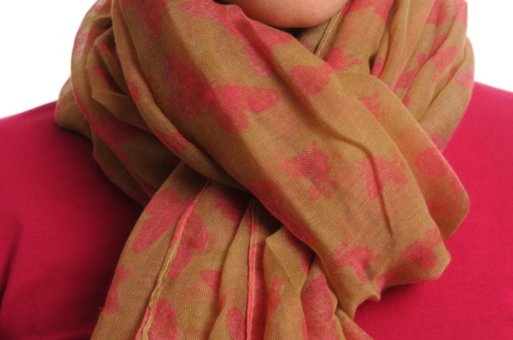 Liss Kiss Small Soft Pink Butterflies On Beige Unisex Scarf & Beach Sarong - Scarf