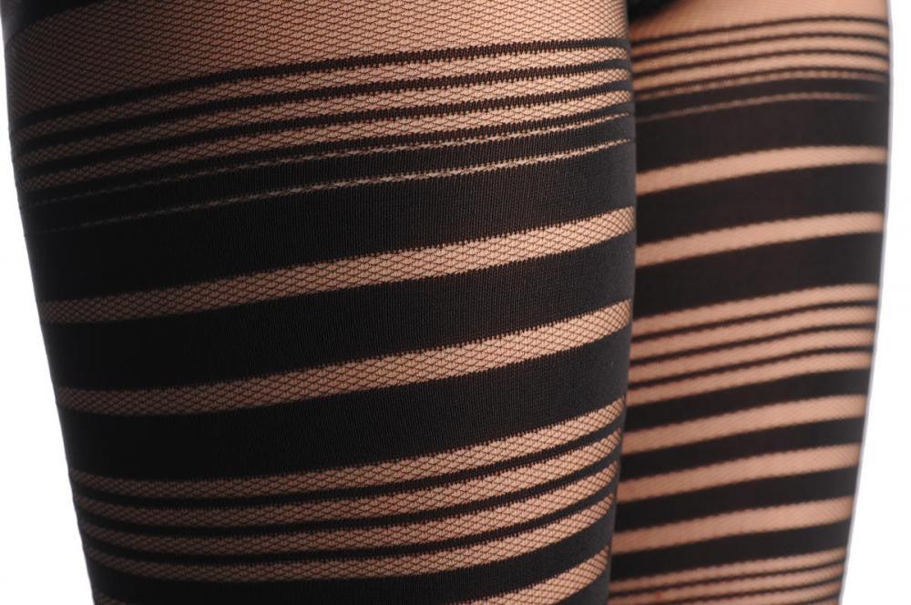 Liss Kiss Small Transparent Net With Opaque Horizontal Stripes - Tights
