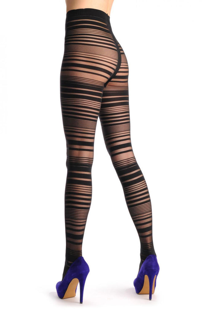 Liss Kiss Small Transparent Net With Opaque Horizontal Stripes - Tights