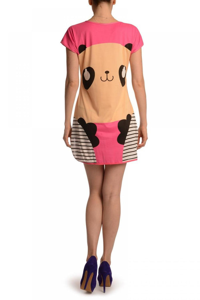 Liss Kiss Smiling Panda On Fuchsia Pink Lightweight Dress - Dress