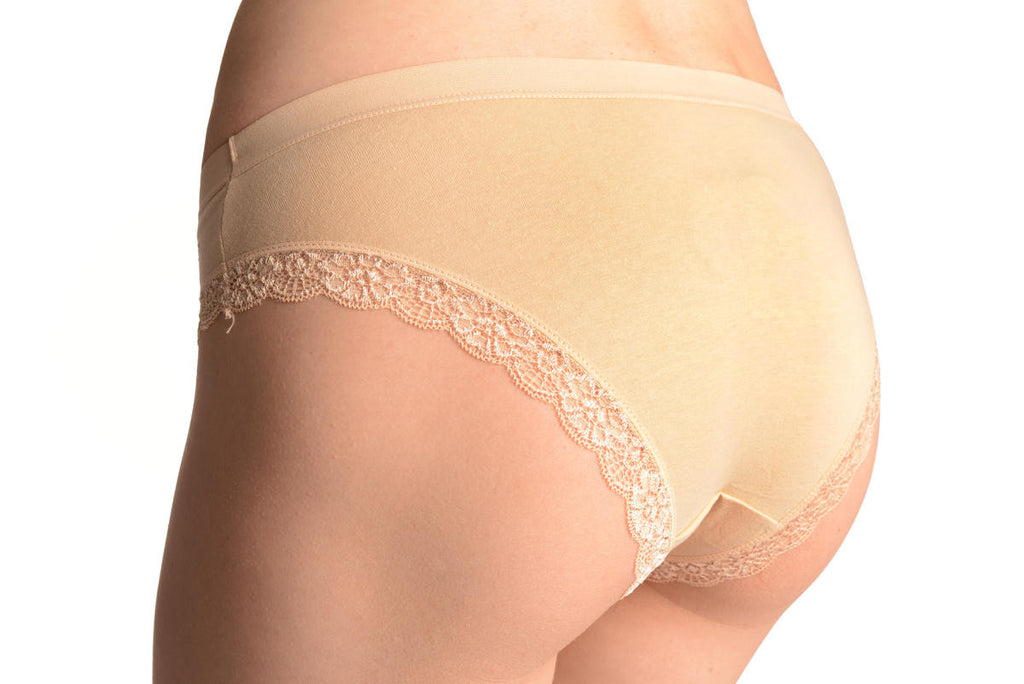 Liss Kiss Soft Cotton With Crystal Circles Beige High Leg Brazilian - Knickers