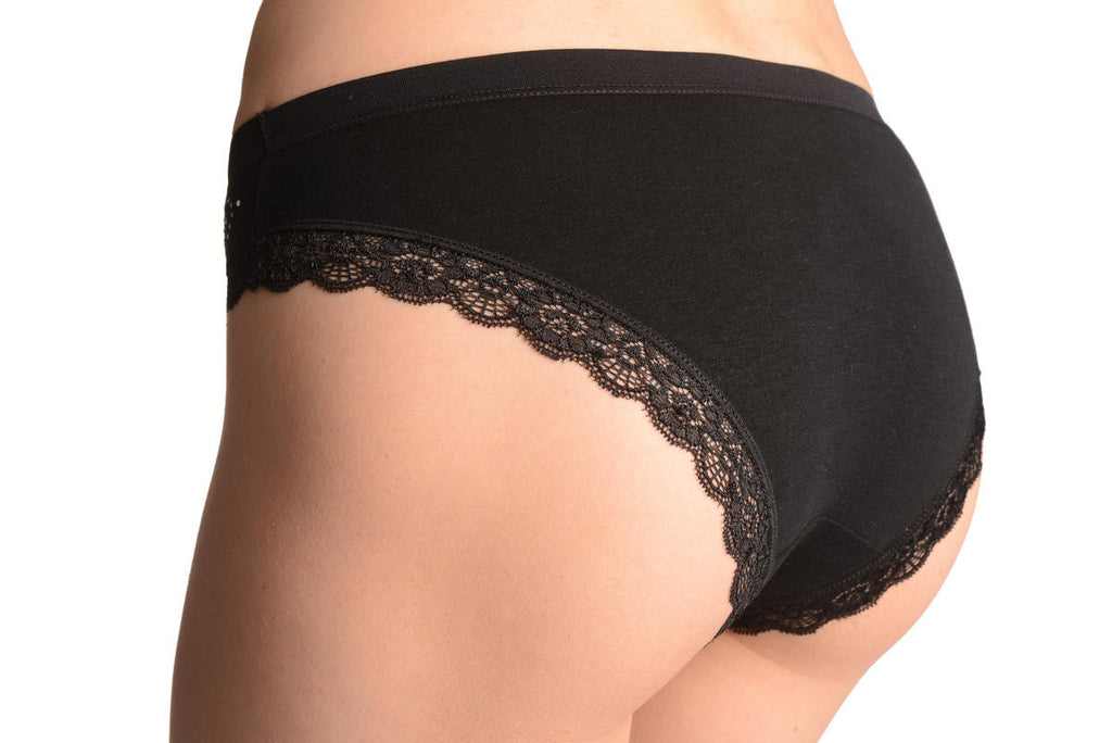 Liss Kiss Soft Cotton With Crystal Circles Black High Leg Brazilian - Knickers