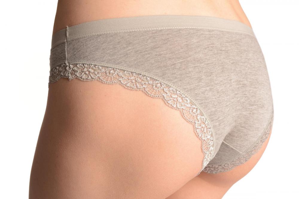 Liss Kiss Soft Cotton With Crystal Circles Grey High Leg Brazilian - Knickers