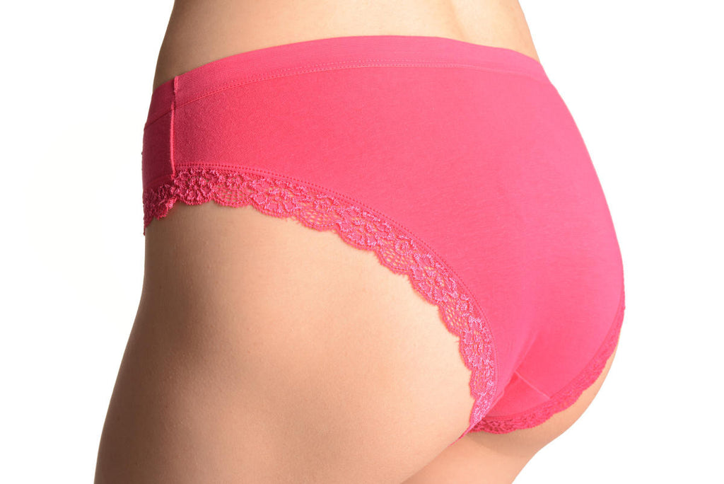 Liss Kiss Soft Cotton With Crystal Circles Pink High Leg Brazilian - Knickers