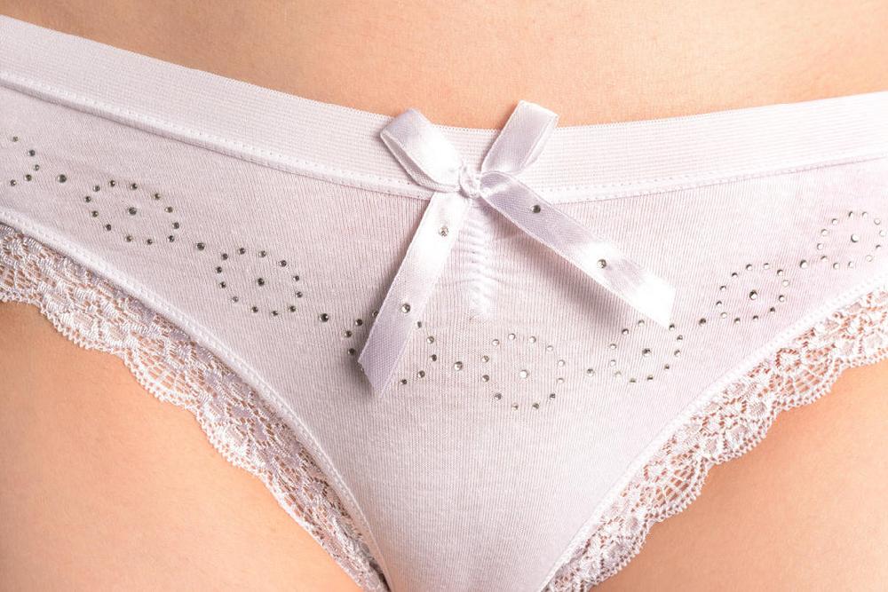 Liss Kiss Soft Cotton With Crystal Circles White High Leg Brazilian - Knickers