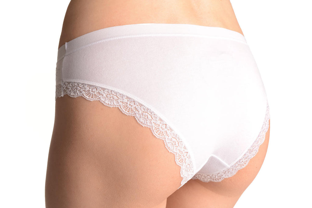 Liss Kiss Soft Cotton With Crystal Circles White High Leg Brazilian - Knickers