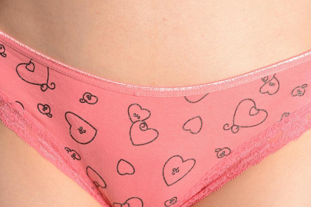 Liss Kiss Soft Cotton With Lace Trim & Glitter Hearts Peach Pink High Leg Brazilian - Knickers
