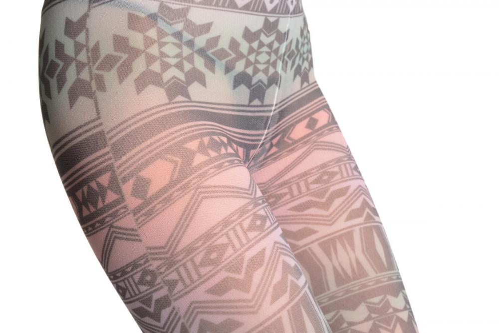 Liss Kiss Soft Green & Pink Aztec Print Stripes - Tights