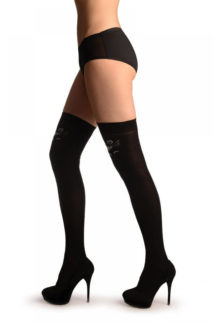 Liss Kiss Spooky Smile On Black - Over The Knee Socks