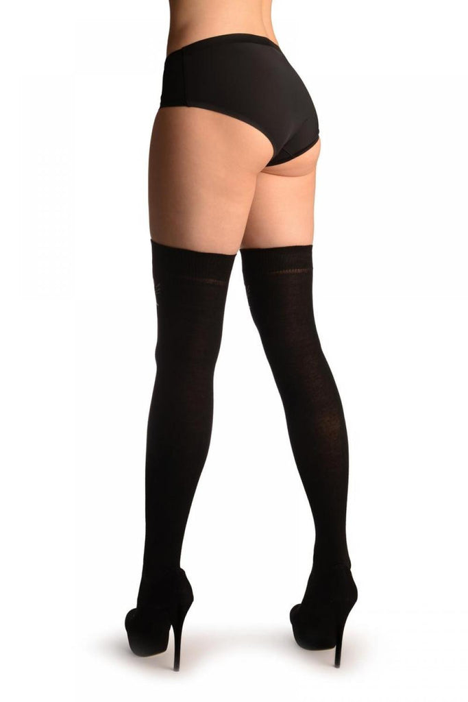 Liss Kiss Spooky Smile On Black - Over The Knee Socks