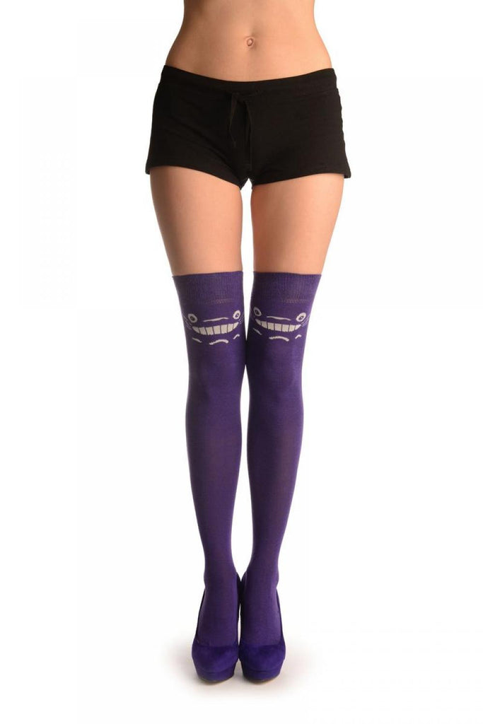 liss kiss Spooky Smile On Purple - Over The Knee Socks
