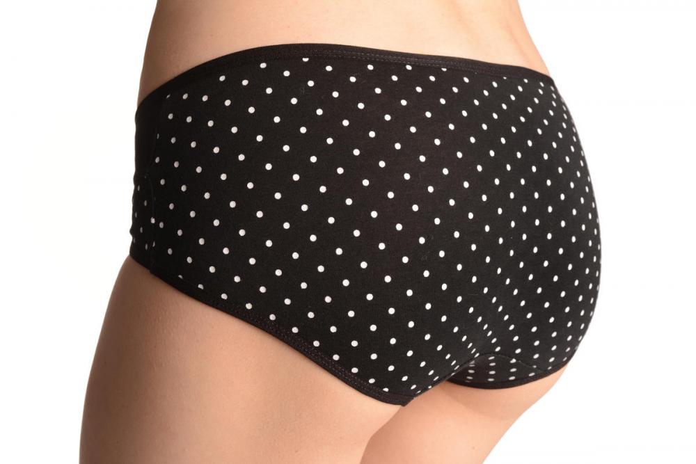Liss Kiss Spotted Black Soft Cotton With Plain Stripe & Buttons Brazilian - Knickers