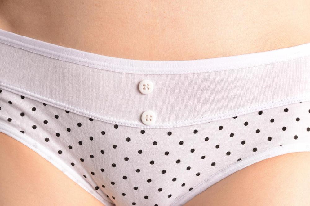 Liss Kiss Spotted White Soft Cotton With Plain Stripe & Buttons Brazilian - Knickers
