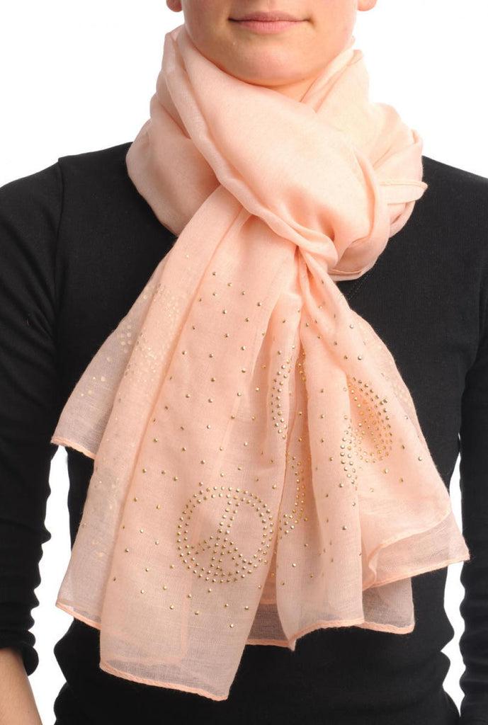 liss kiss Spring Peach With Gold Studded Peace Signs Unisex Scarf & Beach Sarong - Scarf