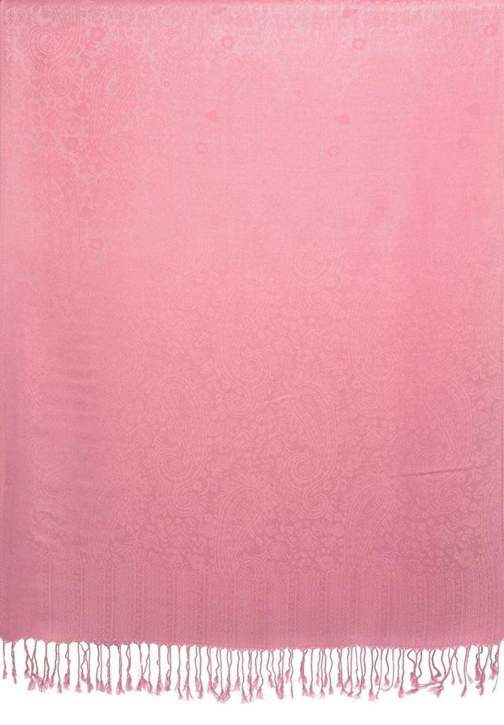 Liss Kiss Taffy Pink Paisleys Pashmina Feel With Tassels - Scarf