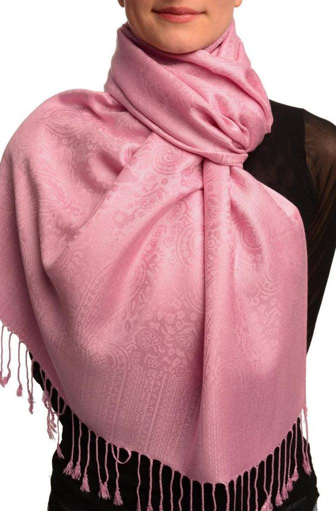liss kiss Taffy Pink Paisleys Pashmina Feel With Tassels - Scarf