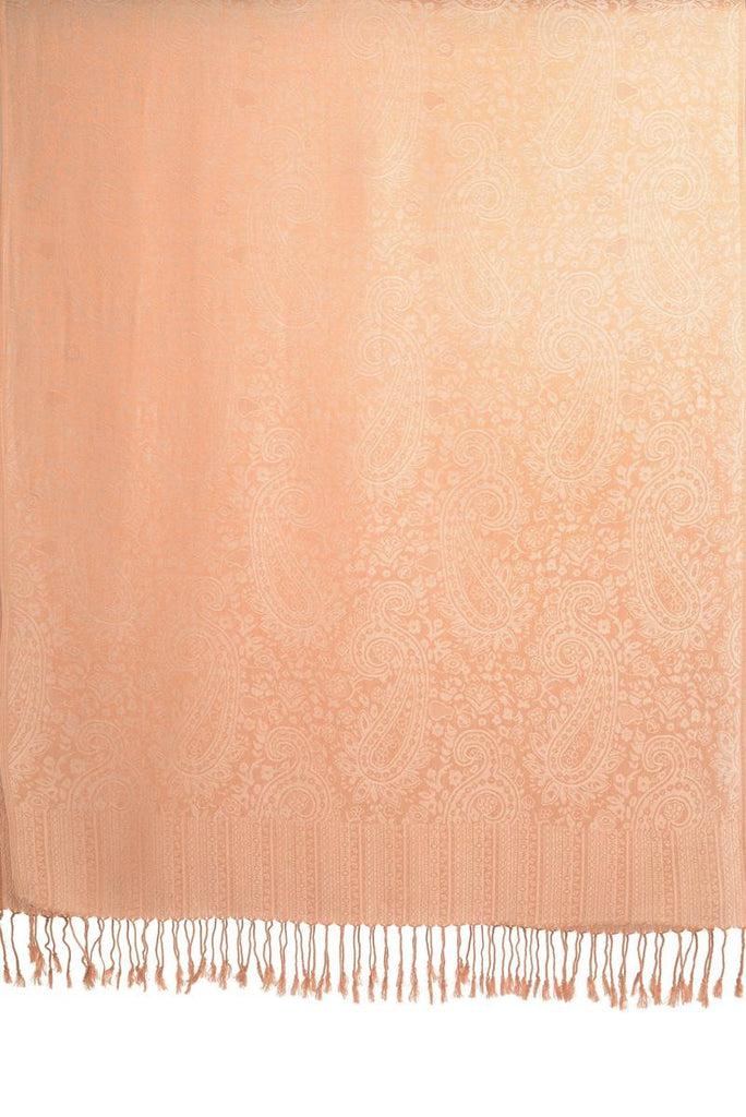 Liss Kiss Tan Beige Paisleys Pashmina Feel With Tassels - Scarf