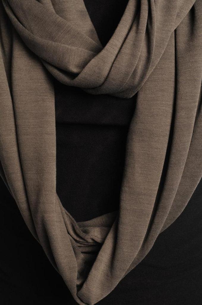 Liss Kiss Taupe Brown Soft Cotton Snood Scarf - Snood